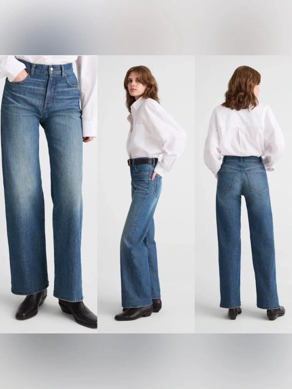 MADEWELL THE PERFECT VINTAGE WIDE-LEG JEANS HIGH RISE ANKLE STRETCH DENIM sz 27